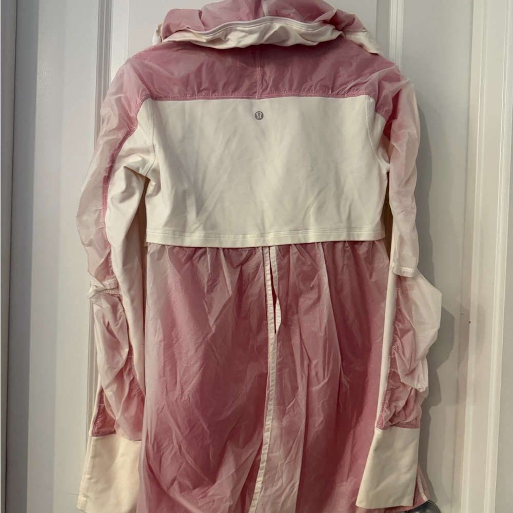 lululemon athletica Girls' Pink and Cream Hooded Rain Jacket - Picture 2 of 3